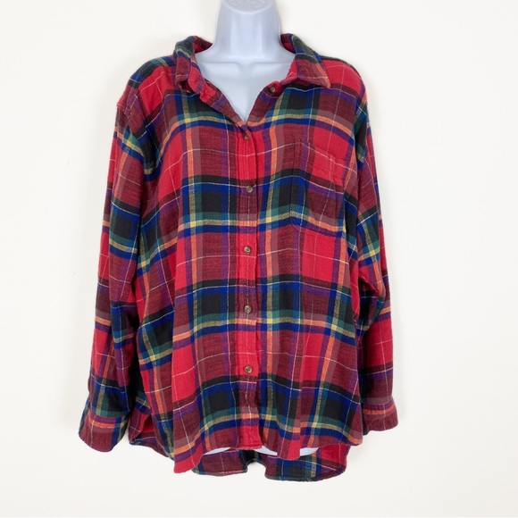 American Eagle Outfitters Tops - AEO AMERICAN EAGLE Plaid Boyfriend Fit Flannel Shirt Size XL grunge Casual